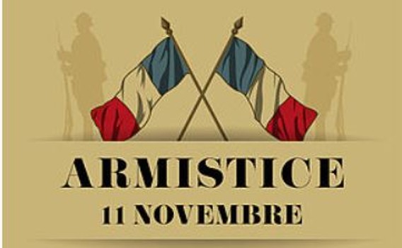 2 drapeaux français croisés Armistice 11 novembre