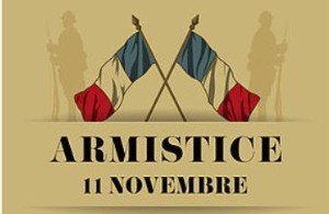 2 drapeaux français croisés Armistice 11 novembre