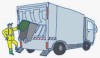 Un éboueur et un camion benne en train de collecter les ordures