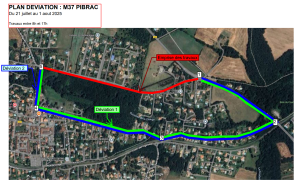Travaux de réfection de voirie ancien chemin de Lassere du 21 juillet au 1er août 2025. Déviation mise en place
