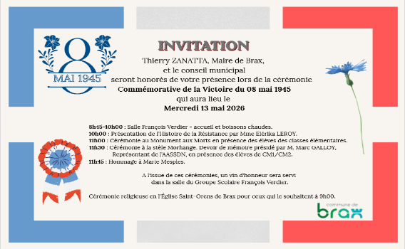Invitation &agrave; la comm&eacute;moration de la victoire du 08 mai 1945