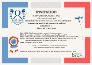Invitation &agrave; la comm&eacute;moration de la victoire du 08 mai 1945