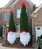 Une façade de Maison et devant 2 cyprès décorés en père noël