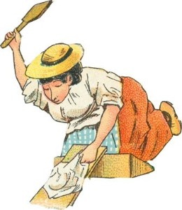 lavandière battant le linge